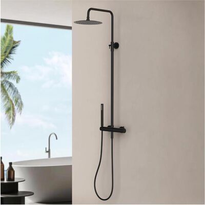 MARWELL Classico Schwarzes Edelstahl Regendusche-Set - Stangenbrause-Set MARWELL Classico Schwarzes Edelstahl Regendusche-Set - Stangenbrause-Set