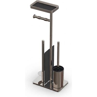Relaxdays, Toilettenbürste, - WC-Garnitur Edelstahl mit Ablage, Silber/Schwarz, 75 x 22 x 20 cm Relaxdays, Toilettenbürste, - WC-Garnitur Edelstahl mit Ablage, Silber/Schwarz, 75 x 22 x 20 cm