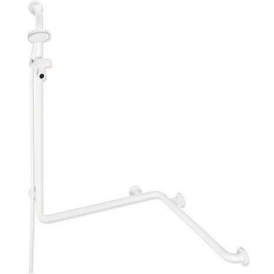 Hewi, Spiegel, Dusch- und Wannenhandlauf m Brausehalterst. L= 1600mm reinweiss (118.30 x 9 cm) Hewi, Spiegel, Dusch- und Wannenhandlauf m Brausehalterst. L= 1600mm reinweiss (118.30 x 9 cm)