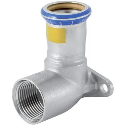 Geberit Rohrverbindungstechnik, Gas-Anschlusswinkel Mapress 90G, Edelstahl, 18mmxRp 1/2, Länge 43mm (Winkelverbindung) Geberit Rohrverbindungstechnik, Gas-Anschlusswinkel Mapress 90G, Edelstahl, 18mmxRp 1/2, Länge 43mm (Winkelverbindung)