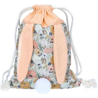 Papierdrachen, Kindergartentasche, Hasen Rucksack - Blumen & Pfirsich Papierdrachen, Kindergartentasche, Hasen Rucksack - Blumen & Pfirsich
