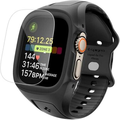Spigen LIQUID AIR PRO & TEMPERED GLASS APPLE WATCH ULTRA 1 / 2 / 3 (49 MM) BLACK, Smartwatch Zubehör, Schwarz Spigen LIQUID AIR PRO & TEMPERED GLASS APPLE WATCH ULTRA 1 / 2 / 3 (49 MM) BLACK, Smartwatch Zubehör, Schwarz