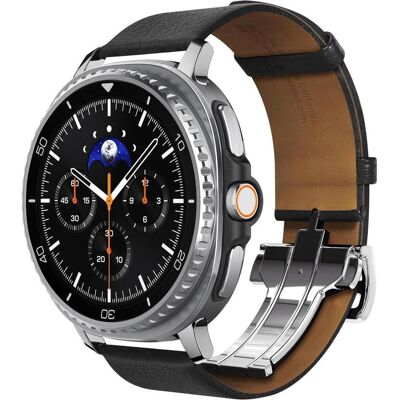 Spigen - Enzo - Samsung Galaxy Watch8 40mm/Watch8 44mm/Watch8 Classic, Genuine Goat Leather - Black (20 mm, 22 mm, Echtes Leder, Leder, Zermattleder), Uhrenarmband, Schwarz Spigen - Enzo - Samsung Galaxy Watch8 40mm/Watch8 44mm/Watch8 Classic, Genuine Goat Leather - Black (20 mm, 22 mm, Echtes Leder, Leder, Zermattleder), Uhrenarmband, Schwarz