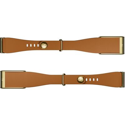 Whoop LeatherLuxe Band (22 mm, Edelstahl, Leder), Uhrenarmband, Gold, Braun Whoop LeatherLuxe Band (22 mm, Edelstahl, Leder), Uhrenarmband, Gold, Braun