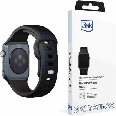3MK Silicone Watch Strap czarny/black dla Apple Watch 42/44/45/49mm (Silicone, Stainless Steel), Uhrenarmband, Schwarz 3MK Silicone Watch Strap czarny/black dla Apple Watch 42/44/45/49mm (Silicone, Stainless Steel), Uhrenarmband, Schwarz