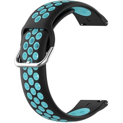Cover-Discount 20mm Silikon Sportarmband gelöchert schwarz-blau (20 mm, Silikon), Uhrenarmband, Schwarz Cover-Discount 20mm Silikon Sportarmband gelöchert schwarz-blau (20 mm, Silikon), Uhrenarmband, Schwarz