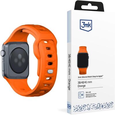 3MK Silicone Watch Strap pomarańczowy/ orange dla Apple Watch 38/40/41mm (Silicone, Stainless Steel), Uhrenarmband, Orange 3MK Silicone Watch Strap pomarańczowy/ orange dla Apple Watch 38/40/41mm (Silicone, Stainless Steel), Uhrenarmband, Orange