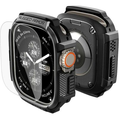 Spigen - Rugged Armor + Screen Protector (ACS11414) - Apple Watch Ultra / Ultra 2 / Ultra 3 - Black, Smartwatch Zubehör, Schwarz Spigen - Rugged Armor + Screen Protector (ACS11414) - Apple Watch Ultra / Ultra 2 / Ultra 3 - Black, Smartwatch Zubehör, Schwarz