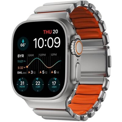 Nomad Stratos Band (42 mm, 44 mm, 45 mm, 46 mm, 49 mm, Natural Titanium), Uhrenarmband, Orange Nomad Stratos Band (42 mm, 44 mm, 45 mm, 46 mm, 49 mm, Natural Titanium), Uhrenarmband, Orange