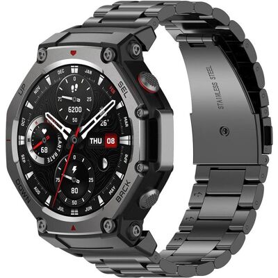 Techsuit Watchband (W010) (22 mm, Stainless Steel), Uhrenarmband, Schwarz Techsuit Watchband (W010) (22 mm, Stainless Steel), Uhrenarmband, Schwarz