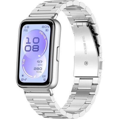 Techsuit - Watchband (W010) - Huawei Band 11 / Band 11 Pro - Silver (Stainless Steel), Uhrenarmband, Silber Techsuit - Watchband (W010) - Huawei Band 11 / Band 11 Pro - Silver (Stainless Steel), Uhrenarmband, Silber