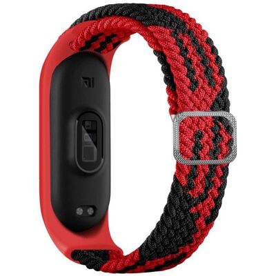 iLike Mi Band 3/4/5/6 Braided Fabric Strap, Uhrenarmband, Schwarz, Rot iLike Mi Band 3/4/5/6 Braided Fabric Strap, Uhrenarmband, Schwarz, Rot