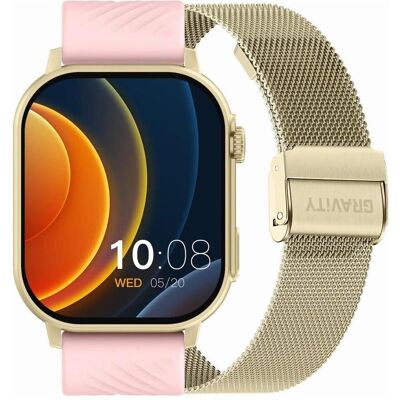 Gravity GT15-7 Smartwatch, rosafarbenes Silikonarmband + goldenes Armband, Smartwatch Gravity GT15-7 Smartwatch, rosafarbenes Silikonarmband + goldenes Armband, Smartwatch