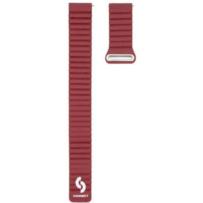 Connect 22mm Flat head Leather - Silicone Loop Magnetic Strap (130mm M/L) (22 mm, Leder, Silikon), Uhrenarmband, Rot Connect 22mm Flat head Leather - Silicone Loop Magnetic Strap (130mm M/L) (22 mm, Leder, Silikon), Uhrenarmband, Rot