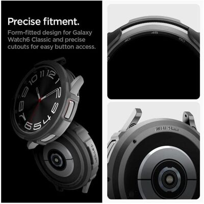 Spigen Liquid Air Samsung Galaxy Watch 6 Classic 43 mm czarny/matte black ACS06395, Smartwatch Schutzfolie, Schwarz Spigen Liquid Air Samsung Galaxy Watch 6 Classic 43 mm czarny/matte black ACS06395, Smartwatch Schutzfolie, Schwarz