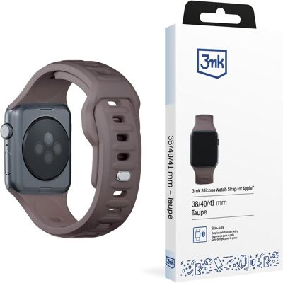 3MK Silicone Watch Strap brązowy/taupe dla Apple Watch 42/44/45/49mm (Silicone, Stainless Steel), Uhrenarmband, Braun 3MK Silicone Watch Strap brązowy/taupe dla Apple Watch 42/44/45/49mm (Silicone, Stainless Steel), Uhrenarmband, Braun