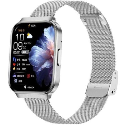 Gravity Smartwatch-Armband + Armband (18 mm, Edelstahl, Kunststoff, Silikon), Uhrenarmband, Weiss, Silber Gravity Smartwatch-Armband + Armband (18 mm, Edelstahl, Kunststoff, Silikon), Uhrenarmband, Weiss, Silber