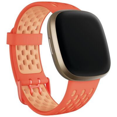 Fitbit Versa 3/Sense Sportarmband L (Silikon), Uhrenarmband, Pink, Orange Fitbit Versa 3/Sense Sportarmband L (Silikon), Uhrenarmband, Pink, Orange