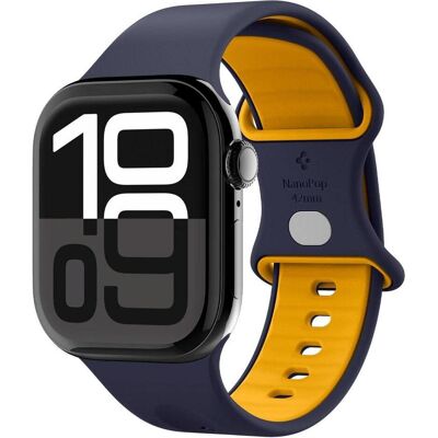 Spigen - Nano Pop - Apple Watch 1/2/3/4/5/6/7/8/9/10/SE/SE 2 (38/40/41/42mm) - Blueberry Navy (42 mm, Aluminium, Plastic, Silicone), Uhrenarmband, Blau, Orange Spigen - Nano Pop - Apple Watch 1/2/3/4/5/6/7/8/9/10/SE/SE 2 (38/40/41/42mm) - Blueberry Navy (42 mm, Aluminium, Plastic, Silicone), Uhrenarmband, Blau, Orange