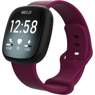 Cover-Discount Fitbit Versa 4 / Sense 2 - Silikon Ersatzarmband weinrot (Silikon), Uhrenarmband, Rot Cover-Discount Fitbit Versa 4 / Sense 2 - Silikon Ersatzarmband weinrot (Silikon), Uhrenarmband, Rot