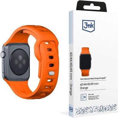 3MK Silicone Watch Strap pomarańczowy/ orange dla Apple Watch 42/44/45/49mm (Silicone, Stainless Steel), Uhrenarmband, Orange 3MK Silicone Watch Strap pomarańczowy/ orange dla Apple Watch 42/44/45/49mm (Silicone, Stainless Steel), Uhrenarmband, Orange