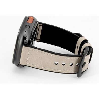 Connect Watch 42/44/45mm Silicone patch Leather Strap (132mm M/L) (Silicone patch Leather), Uhrenarmband, Weiss Connect Watch 42/44/45mm Silicone patch Leather Strap (132mm M/L) (Silicone patch Leather), Uhrenarmband, Weiss