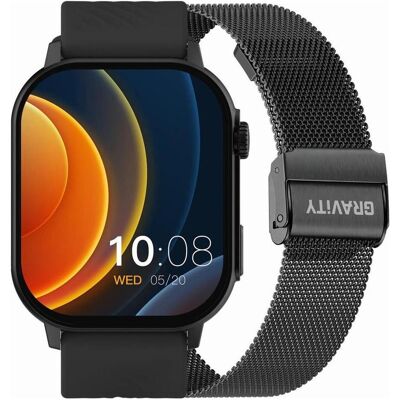 Gravity GT15-1 Smartwatch, schwarzes Silikonarmband + schwarzes Armband, Smartwatch Gravity GT15-1 Smartwatch, schwarzes Silikonarmband + schwarzes Armband, Smartwatch