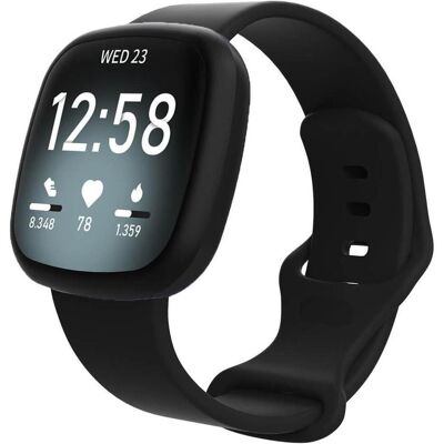 Cover-Discount Fitbit Versa 4 / Sense 2 - Silikon Ersatzarmband schwarz (Silikon), Uhrenarmband, Schwarz Cover-Discount Fitbit Versa 4 / Sense 2 - Silikon Ersatzarmband schwarz (Silikon), Uhrenarmband, Schwarz