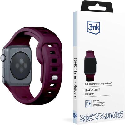 3MK Silicone Watch Strap ciemnofioletowy /mulberry dla Apple Watch 38/40/41mm (Silicone, Stainless Steel), Uhrenarmband, Violett, Schwarz 3MK Silicone Watch Strap ciemnofioletowy /mulberry dla Apple Watch 38/40/41mm (Silicone, Stainless Steel), Uhrenarmband, Violett, Schwarz