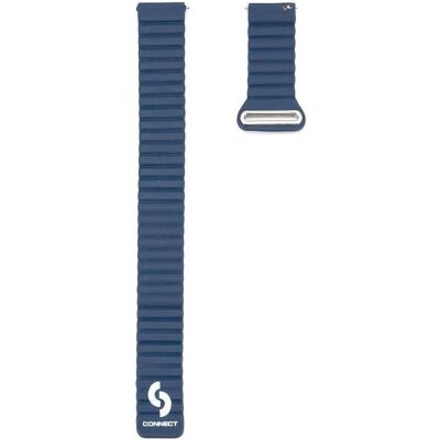 Connect 20mm Flat head Leather - Silicone Loop Magnetic Strap (130mm M/L) (20 mm, Leder - Silikon), Uhrenarmband, Blau Connect 20mm Flat head Leather - Silicone Loop Magnetic Strap (130mm M/L) (20 mm, Leder - Silikon), Uhrenarmband, Blau