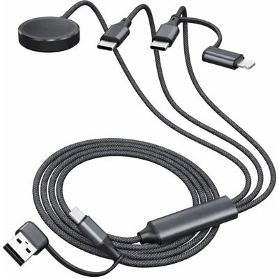 PowerGuard All-in-One Fast Charging USB-A, USB-C iPhone & Apple Watch Kabel, Smartwatch Zubehör, Schwarz, Grau PowerGuard All-in-One Fast Charging USB-A, USB-C iPhone & Apple Watch Kabel, Smartwatch Zubehör, Schwarz, Grau