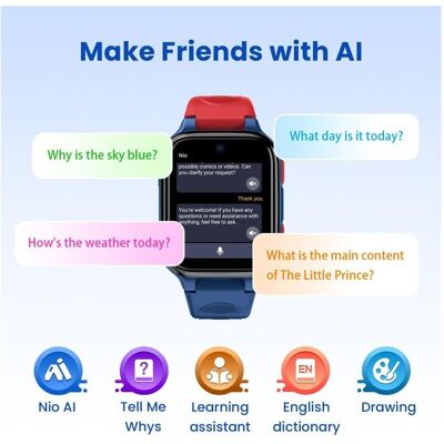 Lagenio Smartwatches AI Kids Watch K9 Blau (4G), Smartwatch Lagenio Smartwatches AI Kids Watch K9 Blau (4G), Smartwatch
