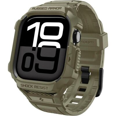 Spigen - Rugged Armor Pro V2 - Apple Watch 10 46mm - Vintage Khaki (Silicone, TPU), Uhrenarmband, Grün Spigen - Rugged Armor Pro V2 - Apple Watch 10 46mm - Vintage Khaki (Silicone, TPU), Uhrenarmband, Grün