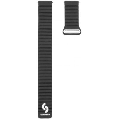 Connect 20mm Flat head Leather - Silicone Loop Magnetic Strap (130mm M/L) (20 mm, Leather, Silicone), Uhrenarmband, Schwarz Connect 20mm Flat head Leather - Silicone Loop Magnetic Strap (130mm M/L) (20 mm, Leather, Silicone), Uhrenarmband, Schwarz