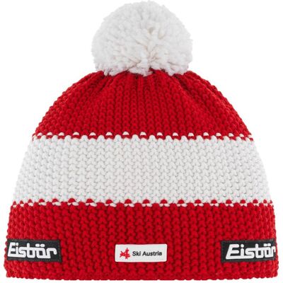 Eisbär, Unisex, Mütze, Star Pompon Ska, Weiss, Rot, (One Size) Eisbär, Unisex, Mütze, Star Pompon Ska, Weiss, Rot, (One Size)