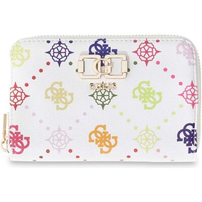 Guess Damen, Portemonnaie, Emelie Logo SLG Zip Around Wallet, Mehrfarbig, Weiss Guess Damen, Portemonnaie, Emelie Logo SLG Zip Around Wallet, Mehrfarbig, Weiss