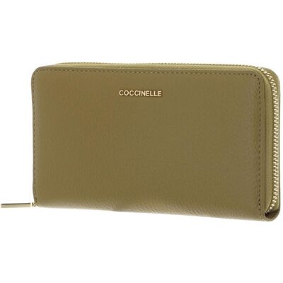 Coccinelle Damen, Portemonnaie, Metallic Soft Wallet Grained Leather, Grau, Grün Coccinelle Damen, Portemonnaie, Metallic Soft Wallet Grained Leather, Grau, Grün