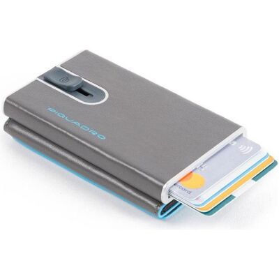 Piquadro, Herren, Portemonnaie, Blue Square, Leather Card Holder, Square Sliding System with Comp, Grau Piquadro, Herren, Portemonnaie, Blue Square, Leather Card Holder, Square Sliding System with Comp, Grau
