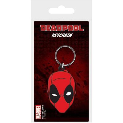 Pyramid Unisex, Schlüsselanhänger, Marvel Comics Rubber Schlüsselanhänger Deadpool Gesicht 6 cm, Schwarz, Rot Pyramid Unisex, Schlüsselanhänger, Marvel Comics Rubber Schlüsselanhänger Deadpool Gesicht 6 cm, Schwarz, Rot