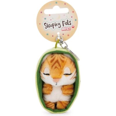 NICI, Unisex, Schlüsselanhänger, plush keychain sleeping tiger 8 cm, Orange, Grün, Mehrfarbig NICI, Unisex, Schlüsselanhänger, plush keychain sleeping tiger 8 cm, Orange, Grün, Mehrfarbig