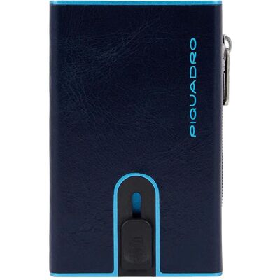 Piquadro, Portemonnaie, Blue Square - Compact Wallet mit Schiebesystem und Münzfach, Blau Piquadro, Portemonnaie, Blue Square - Compact Wallet mit Schiebesystem und Münzfach, Blau