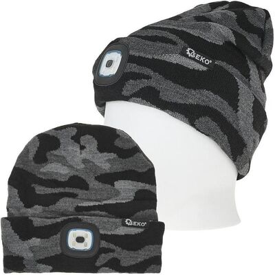 GEKO, Herren, Mütze, Wintermütze mit LED-Tarnlicht, Grün, Grau GEKO, Herren, Mütze, Wintermütze mit LED-Tarnlicht, Grün, Grau