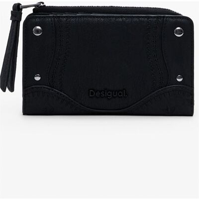 Desigual, Damen, Portemonnaie, Mone Embro Patch Emma Medium Wallet, Schwarz Desigual, Damen, Portemonnaie, Mone Embro Patch Emma Medium Wallet, Schwarz