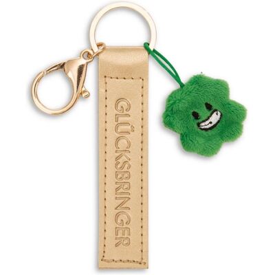 Magni, Unisex, Schlüsselanhänger, NICI Schlüsselanhänger Glücksbringer Kunstlederband mit Kleeblatt gold 10cm, Gold, Grün Magni, Unisex, Schlüsselanhänger, NICI Schlüsselanhänger Glücksbringer Kunstlederband mit Kleeblatt gold 10cm, Gold, Grün