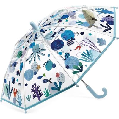 Djeco, Mädchen, Regenschirm, Regenschirm Meer 55x68cm, Transparent, Blau Djeco, Mädchen, Regenschirm, Regenschirm Meer 55x68cm, Transparent, Blau