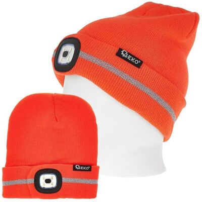 GEKO, Unisex, Mütze, Wintermütze mit LED-Warnleuchte, Orange GEKO, Unisex, Mütze, Wintermütze mit LED-Warnleuchte, Orange