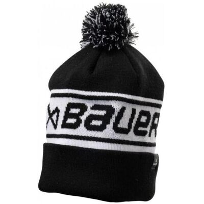Bauer, Unisex, Mütze, Team Ribbed Pom SR Wintermütze, Schwarz Bauer, Unisex, Mütze, Team Ribbed Pom SR Wintermütze, Schwarz