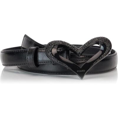 Pinko, Damen, Gürtel, Liebesherz Vintage Lederriemen, Schwarz, (90, 95) Pinko, Damen, Gürtel, Liebesherz Vintage Lederriemen, Schwarz, (90, 95)