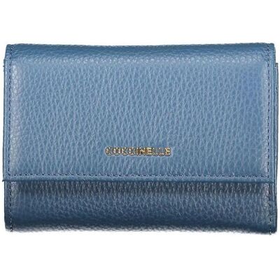 Coccinelle Damen, Portemonnaie, Metallic Soft Wallet Grainy Leather, Blau Coccinelle Damen, Portemonnaie, Metallic Soft Wallet Grainy Leather, Blau
