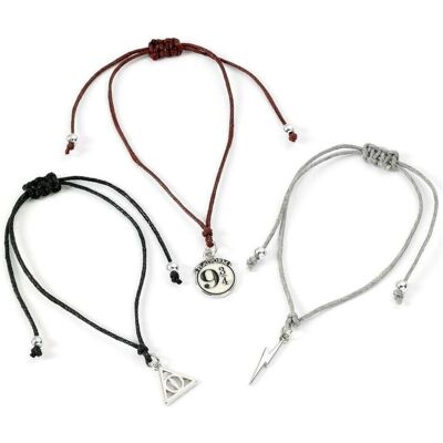 Carat, Armschmuck, HARRY POTTER - 3 Bracelets Fantaisies Ajustables + Pendentifs RGB, (Nylon, Zinklegierung) Carat, Armschmuck, HARRY POTTER - 3 Bracelets Fantaisies Ajustables + Pendentifs RGB, (Nylon, Zinklegierung)